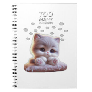 Cuaderno Too Many Thoughts Cat Notebook – Cute Overthinking
