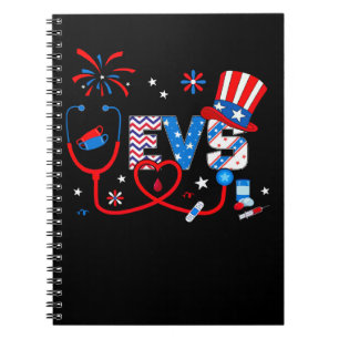 Cuaderno Tops del 4 de Julio para mujeres Enfermera EVS Est