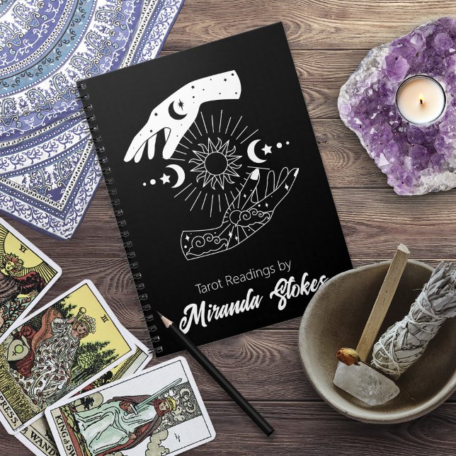 Cuaderno Toque Celestial Tocado Sol y Luna Manos Negro (Celestial Touch Trendy Sun & Moon Hands Black Notebook)