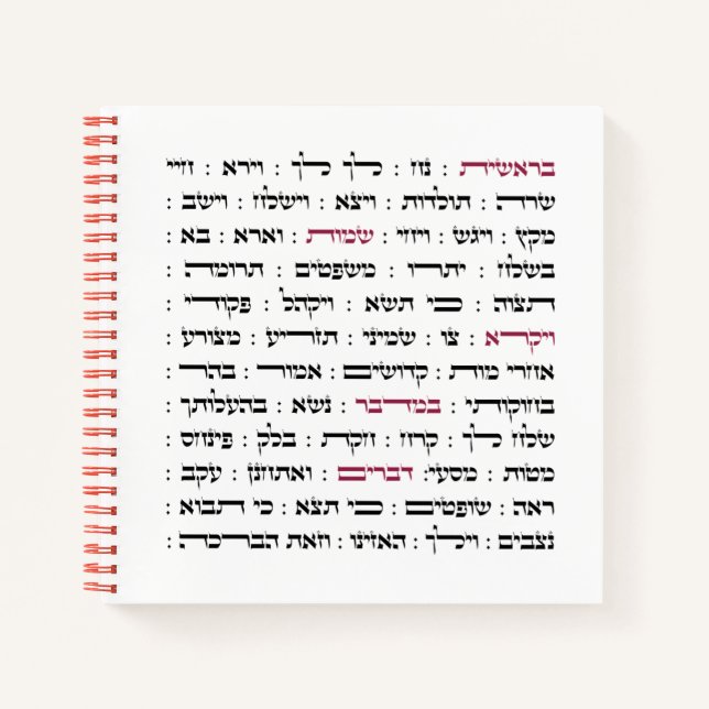 Cuaderno Torah Parshiot parshas lecturas semanales en hebre (Anverso)
