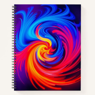 Cuaderno Torbellino abstracto energético en azul rojo y ama