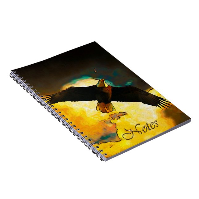Cuaderno Tormenta de águilas - Flying Bald Eagle Fantasy Ar (Lado Derecho)