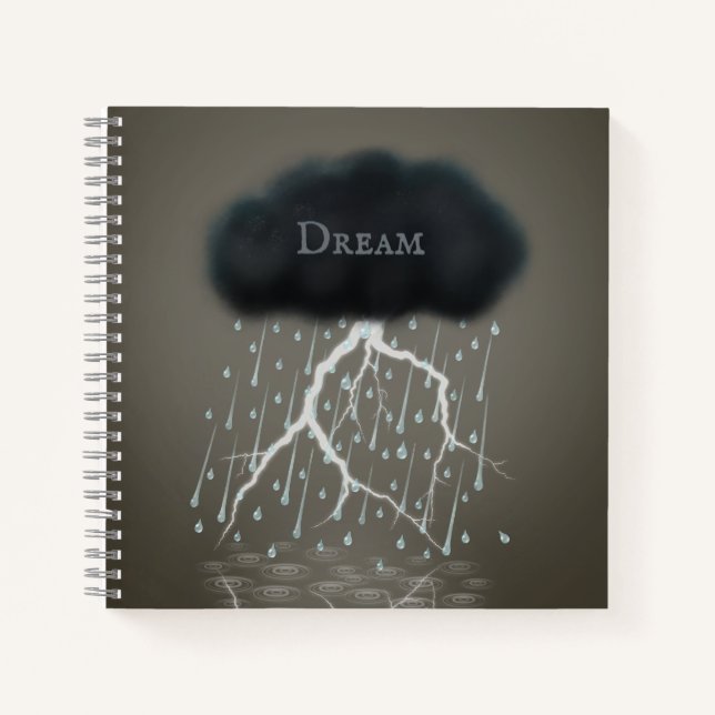 Cuaderno Tormenta de lluvia en Sepia Dreamscape Surreal Per (Anverso)