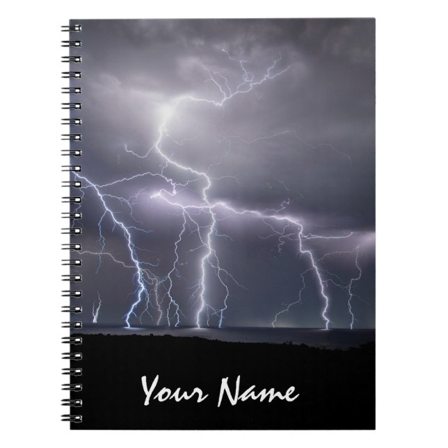 Cuaderno Tormenta relámpago contra la tormenta negra y púrp (Frente)