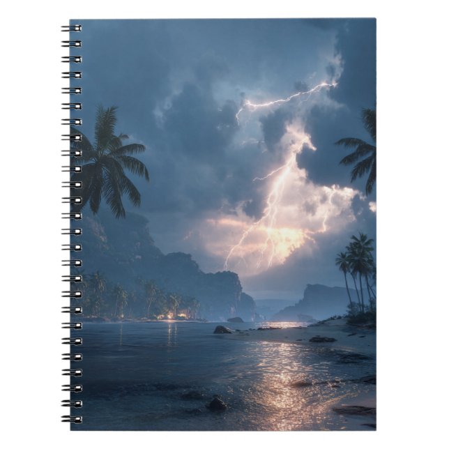 Cuaderno Tormenta relámpago tropical Océano Nocturno de art (Frente)