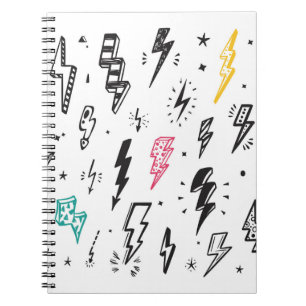 Cuaderno Tornillos relámpagos, conjunto de doodles dibujado