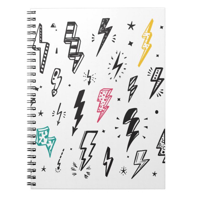 Cuaderno Tornillos relámpagos, conjunto de doodles dibujado (Frente)