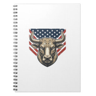 Cuaderno Toro Patriótico Cabeza Grabado Vintage Arte Vector