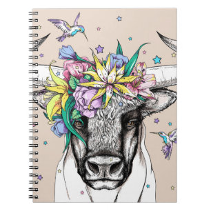 Cuaderno Toro personalizado lindo en una corona floral. Por