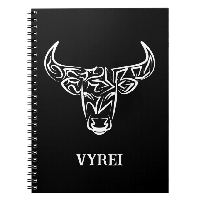 Cuaderno Toro tribal negro y blanco/Ox (Frente)