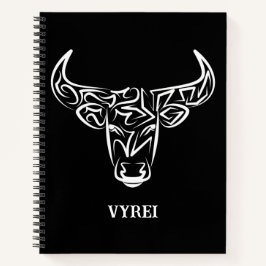 Cuaderno Toro tribal negro y blanco/Ox