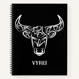 Cuaderno Toro tribal negro y blanco/Ox
