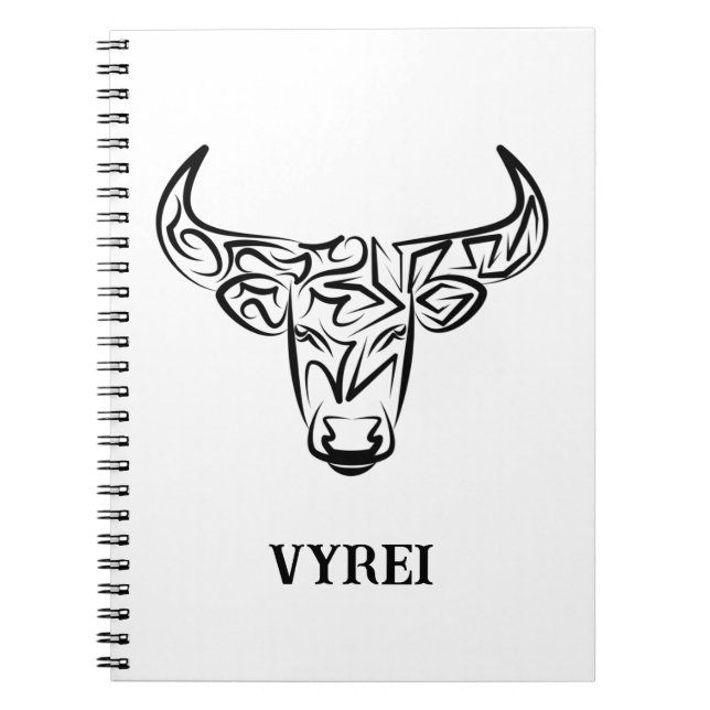 Cuaderno Toro tribal negro y blanco/Ox (Frente)