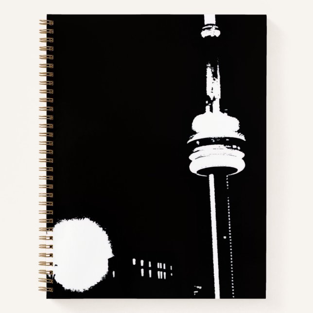 Cuaderno Torre CN de Toronto vector en blanco y negro (Anverso)