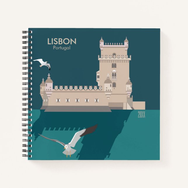 Cuaderno Torre de Lisboa de Belem al estilo de un afiche vi (Anverso)