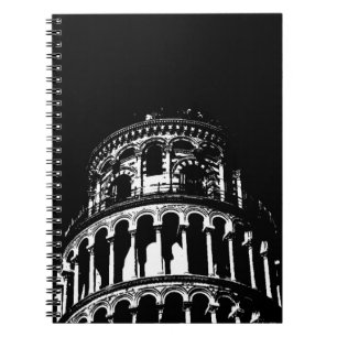 Cuaderno Torre de Pisa Italia de inclinación blanca negra