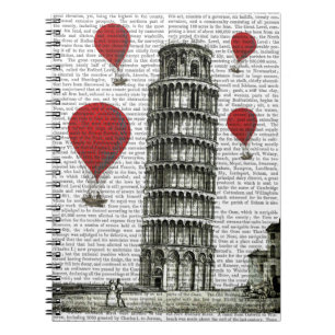 Cuaderno Torre de Pisa y globos de aire caliente rojos