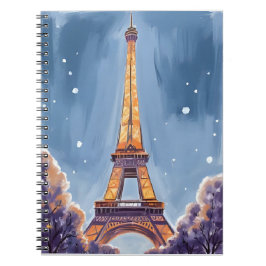 Cuaderno Torre Eiffel Alegre | Acuarela de Navidad de París