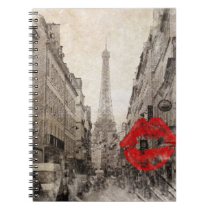 Cuaderno torre Eiffel de París del paisaje del otoño del