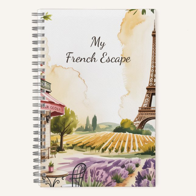 Cuaderno Torre Eiffel de París en acuarela personalizada (Anverso)