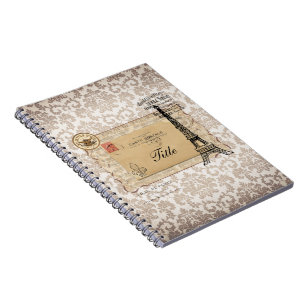 Cuaderno Torre Eiffel elegante lamentable del vintage de