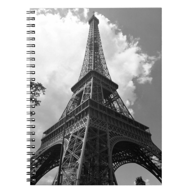 Cuaderno Torre Eiffel en blanco y negro en París (Frente)
