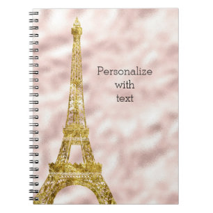 Cuaderno Torre Eiffel Glam Dorada Rosa Rubor