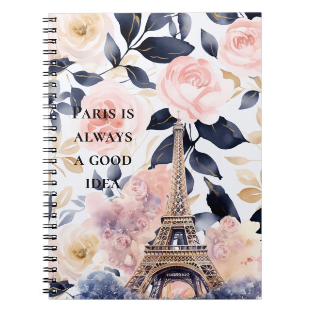 Cuaderno Torre Eiffel París Floral (Frente)