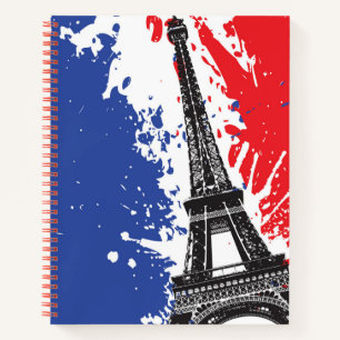 Cuaderno Torre Eiffel   París, Francia   Bandera ondulada