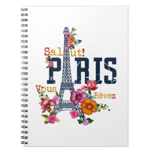Cuaderno Torre Eiffel Paris Shirt Salut Flowt Paris Fra
