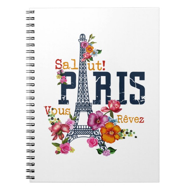 Cuaderno Torre Eiffel Paris Shirt Salut Flowt Paris Fra (Frente)