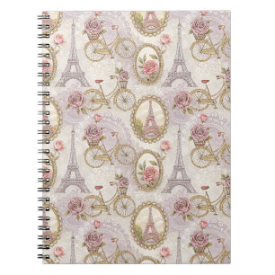 Cuaderno Torre Eiffel Romántica de París y Diseño Floral de