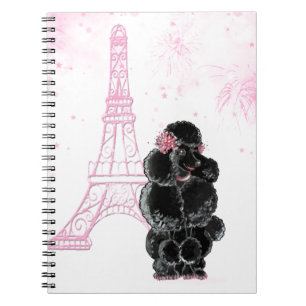 Cuaderno Torre Eiffel Rosa y Poodle Negro