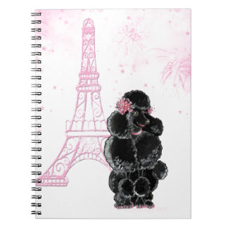 Cuaderno Torre Eiffel Rosa y Poodle Negro
