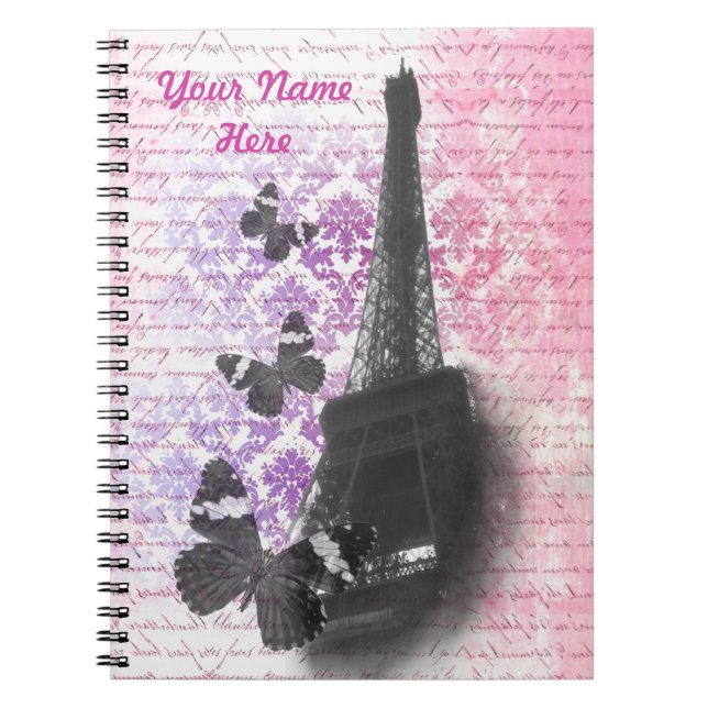 Cuaderno Torre Eiffel y mariposas (Frente)
