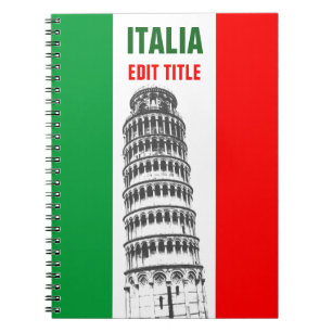 Cuaderno Torre personalizada de Pisa y de la bandera