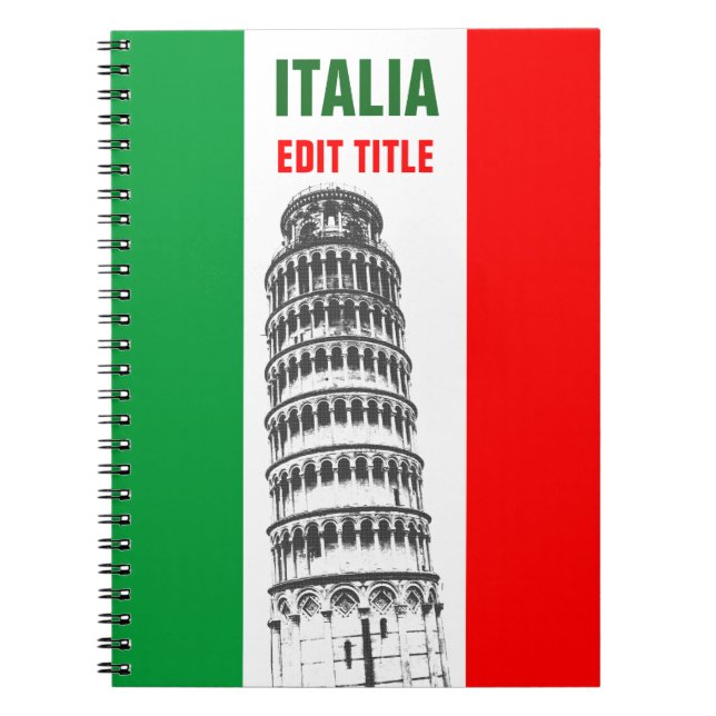 Cuaderno Torre personalizada de Pisa y de la bandera (Frente)