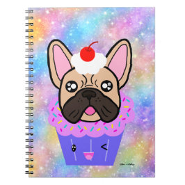 Cuaderno Torta de Bulldog francés cuchara chispa arcoiris