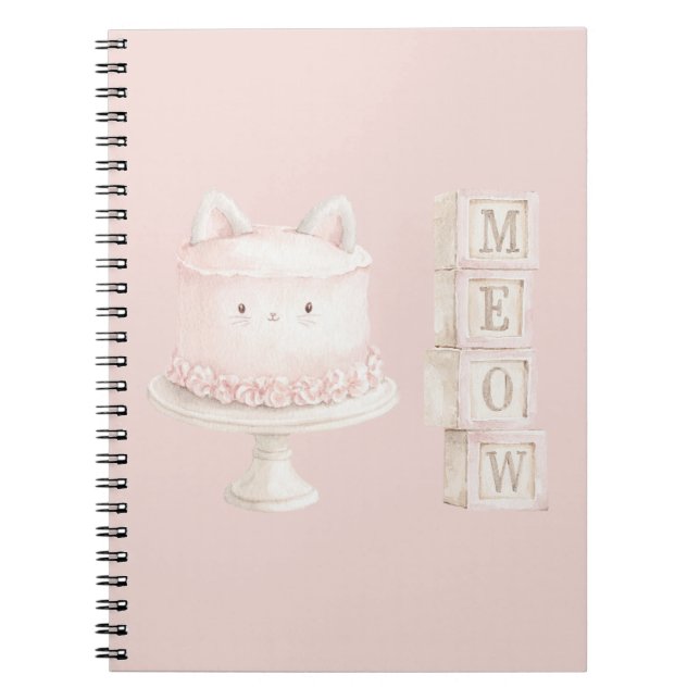 Cuaderno Torta de Gatito Rosa Adorable Maullar (Frente)