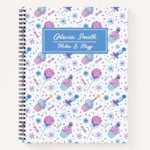 Cuaderno Torta de la Copa de Nieve Azul y Morada divertida