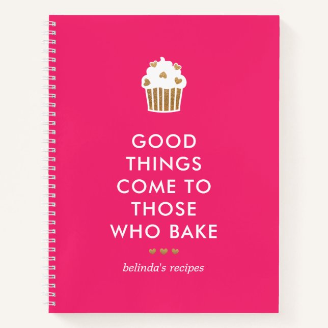 Cuaderno Torta de oro Faux Pink Good Things Baking Receta (Anverso)