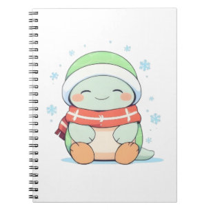 Cuaderno Tortuga acogedora de invierno con diseño Kawaii de