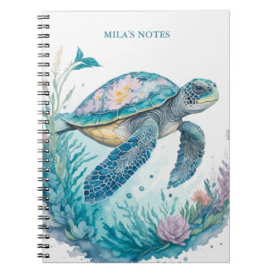 Cuaderno Tortuga acuarela personalizada