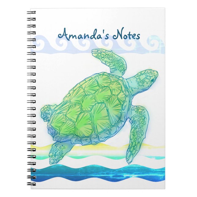 Cuaderno Tortuga azul y verde del mar (Frente)
