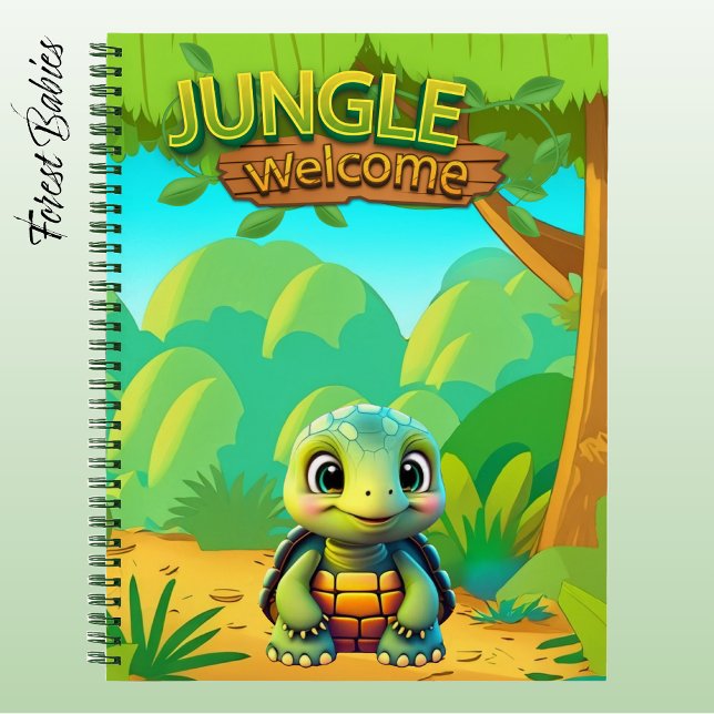 Cuaderno Tortuga Caja Tortuga Única Bosque Fauna 🐢 (Cute Tortoise Stationery, Woodland Wildlife Box Turtle Cartoon Character, Jungle Welcome Notebook 🐢)