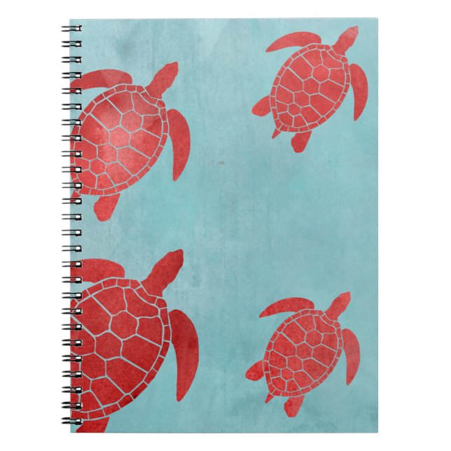 Cuaderno Tortuga de mar de verde rojo y azul (Frente)
