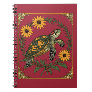 Cuaderno Tortuga Diamondback y flores de Susana de ojos neg