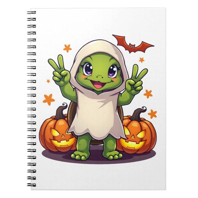 Cuaderno Tortuga Divertida Fantasma Calabaza Boo Halloween  (Frente)