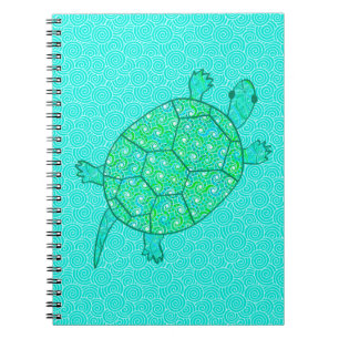 Cuaderno Tortuga giratoria árabe - tonos verde marino