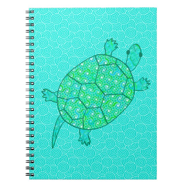 Cuaderno Tortuga giratoria árabe - tonos verde marino (Frente)